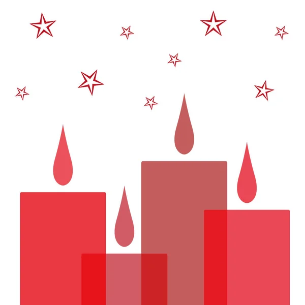 Eine Digitale Illustration Roter Kerzen Und Sterne Auf Weißem Hintergrund — Stockfoto