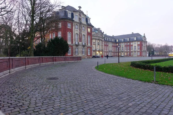 Muenster Allemagne Déc 2017 Vue Côté Depuis Route Accès Schloss — Photo