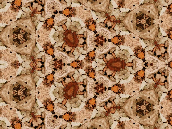 Abstraktní Kaleidoskop Vzorované Pozadí Hnědé Béžové Barvy — Stock fotografie