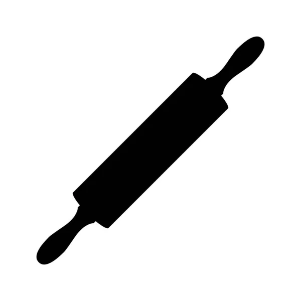 Digital Illustration Black Rolling Pin Silhouette Icon White Background — Stock Photo, Image