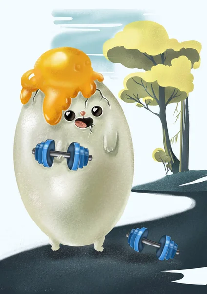 Μια Αστεία Απεικόνιση Ενός Αλτήρα Ανύψωσης Αυγών Μια Ρωγμή Και — Φωτογραφία Αρχείου