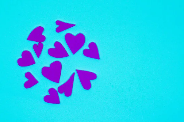 Circle Made Purple Hearts Blue Background Perfect Wallpaper — Stock Photo, Image