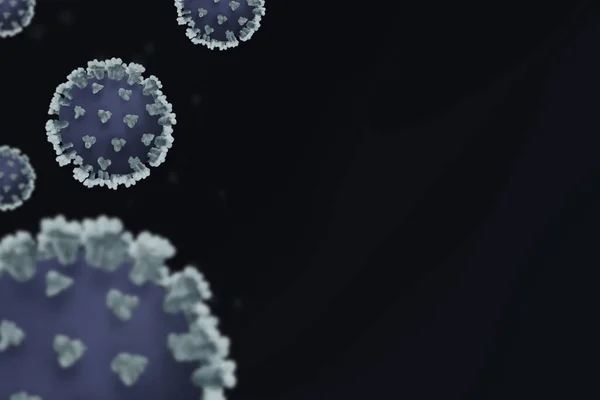 Eine Digitale Illustration Blauer Coronavirus Partikel Mit Platz Für Text — Stockfoto