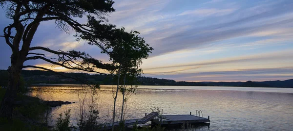 Shot Lake Dock Lake Beautiful Sunset — Stock Photo, Image