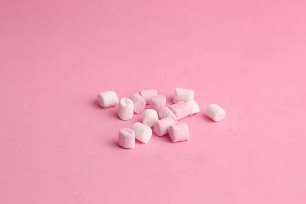 Close Shot Marshmallows Isolated Pink Background — Stock Photo, Image