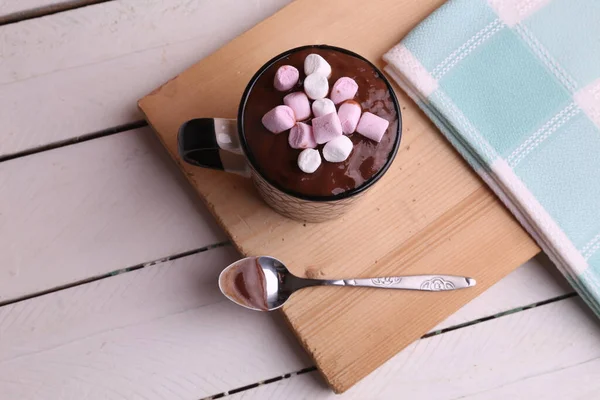 Delicious Souffle Melted Chocolate Marshmallows Cup — Stock Photo, Image