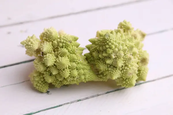 Närbild Bild Romanesco Broccoli Vit Bakgrund — Stockfoto