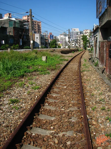 Μια Κάθετη Βολή Ενός Σιδηροδρόμου — Φωτογραφία Αρχείου