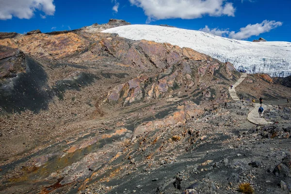 Pastoruri Glaciären Solljuset Och Blå Himmel Huascarans Nationalpark Peru — Stockfoto