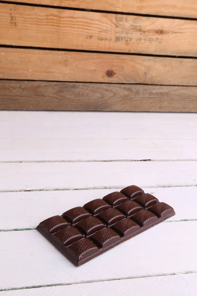 Las Barras Chocolate Dulce Marrón Superficie Madera —  Fotos de Stock
