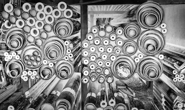 Grayscale Steel Pipes Background — Stock Photo, Image