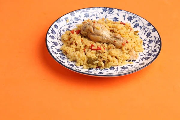 Deliciosa Baqueta Frango Arroz Prato — Fotografia de Stock