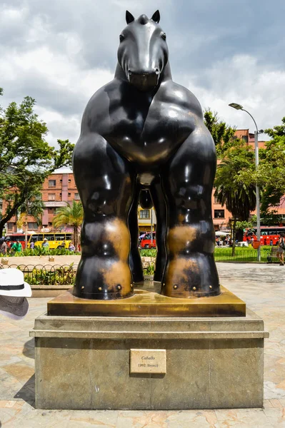 Medellin Colombia Aug 2019 Standbeelden Plaza Botero Toeristische Plek Stad — Stockfoto
