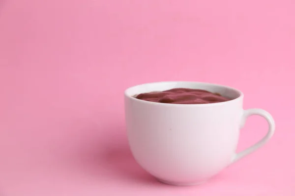 Die Köstliche Geschmolzene Braune Schokolade Der Weißen Tasse — Stockfoto