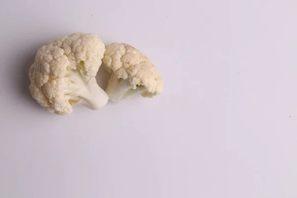 Top View White Broccoli White Background — Stock Photo, Image