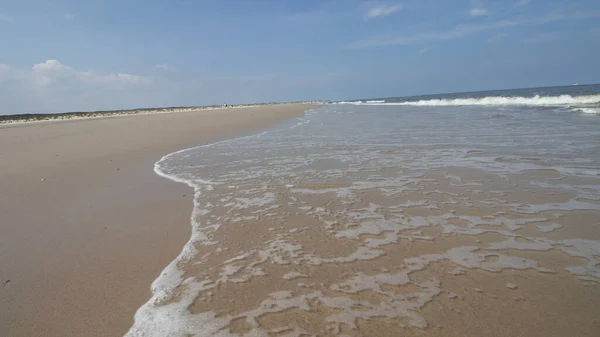 Låg Vinkel Skott Strand Nordsjön Wangerooge Tyskland — Stockfoto