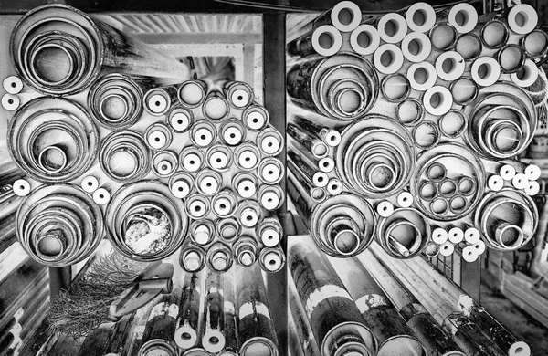 Grayscale Steel Pipes Background — Stock Photo, Image