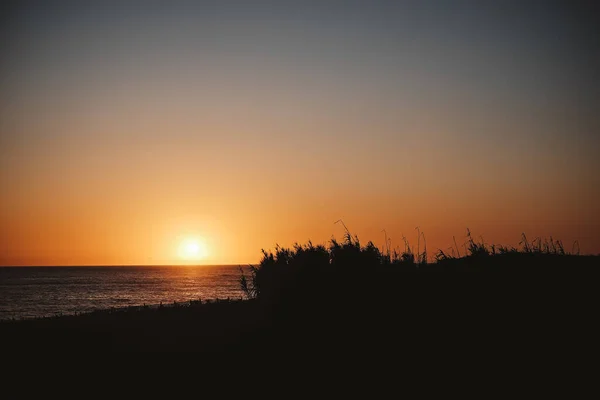 Una Hermosa Toma Una Puesta Sol Una Playa — Foto de Stock