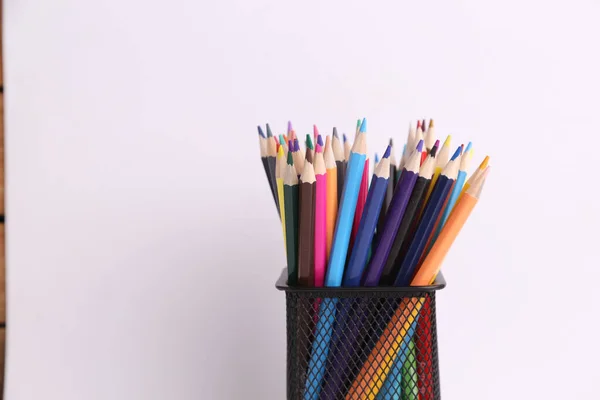 Colorful Pencils Tin White Background — Stock Photo, Image