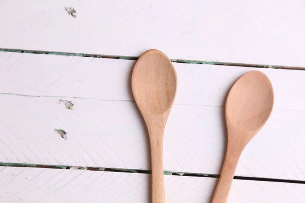 Top View Wooden Spatulas Wooden Surface — Stock Photo, Image