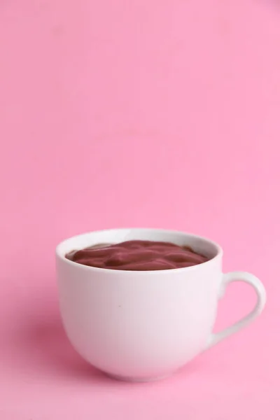 Close Delicious Melted Chocolate White Cup — Stock Photo, Image