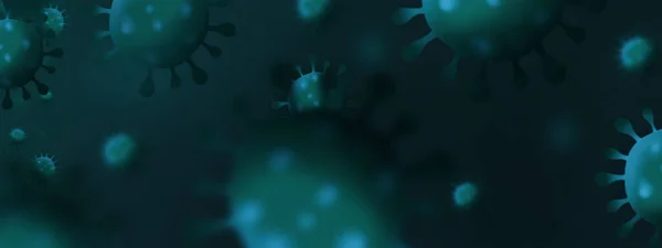 Digital Illustration Tecknade Gröna Coronavirus Partiklar Med Utrymme För Text — Stockfoto