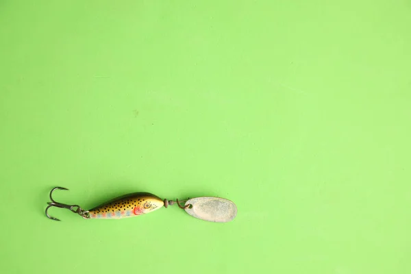 Yeşil Arka Planda Izole Edilmiş Bir Balık Yeminin Yakın Plan — Stok fotoğraf