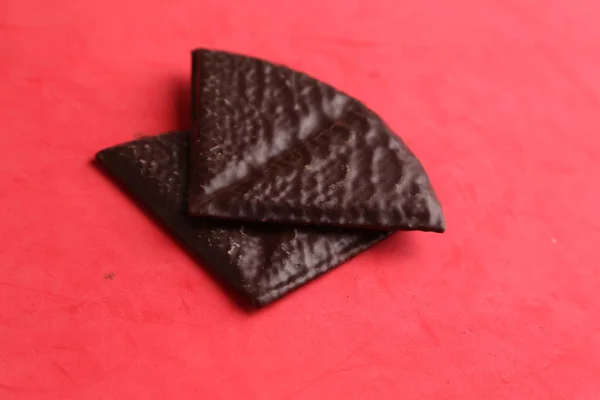 Een Close Shot Van Chocolade Koekjes Roze Achtergrond — Stockfoto