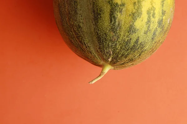 Närbild Bild Hela Melon Färgad Bakgrund — Stockfoto