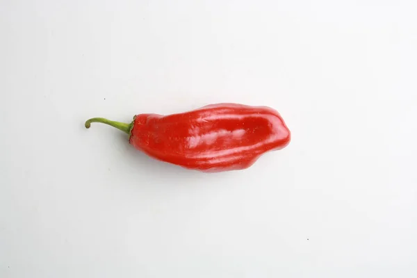 Top View Fresh Raw Red Pepper White Background Stock Image
