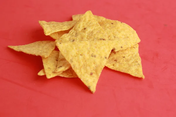 Een Hoge Hoek Shot Van Een Aantal Stukken Maïs Chips Stockfoto
