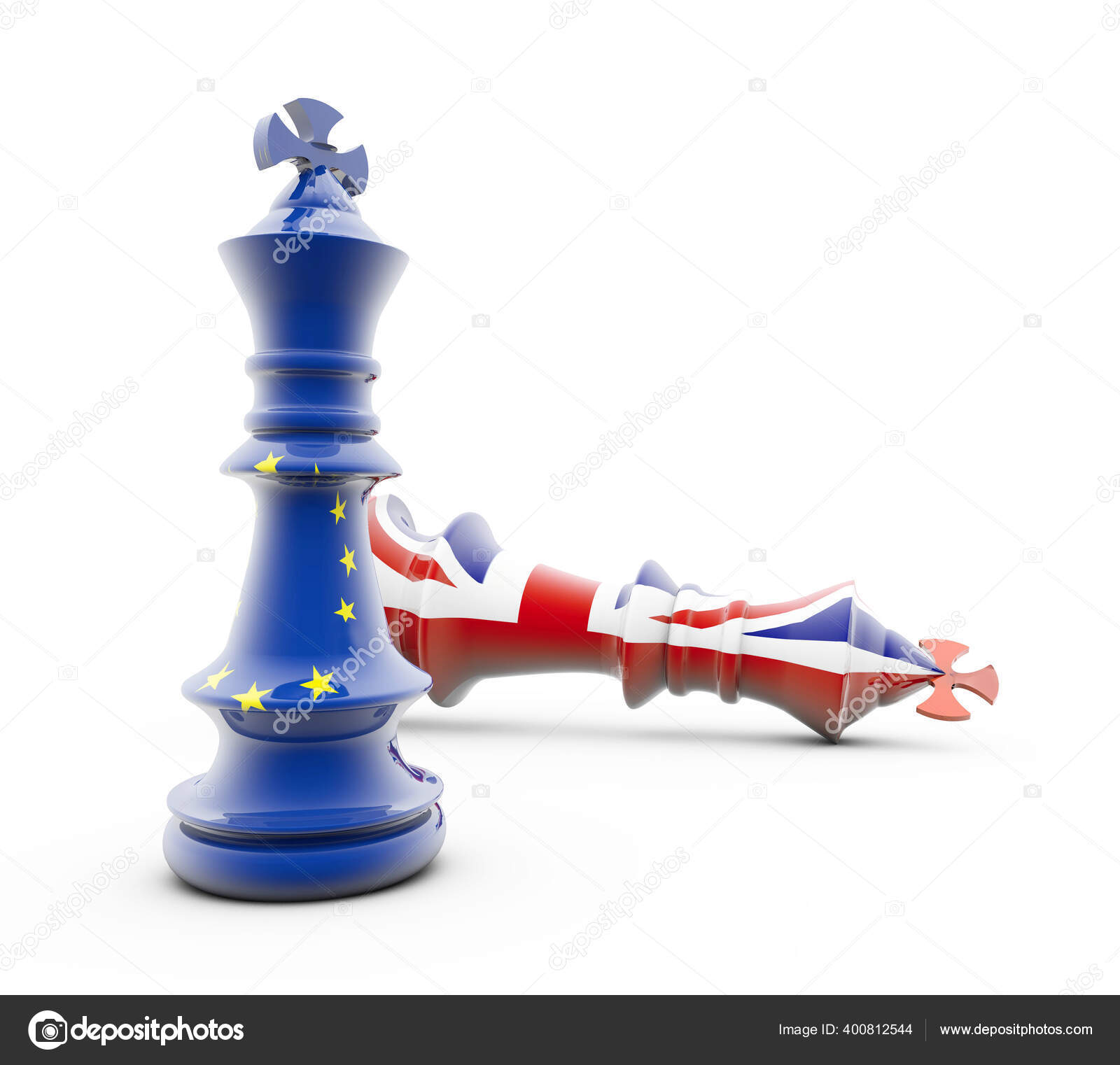 EU Chess King 3D Render Of Chess King With European Union Flag