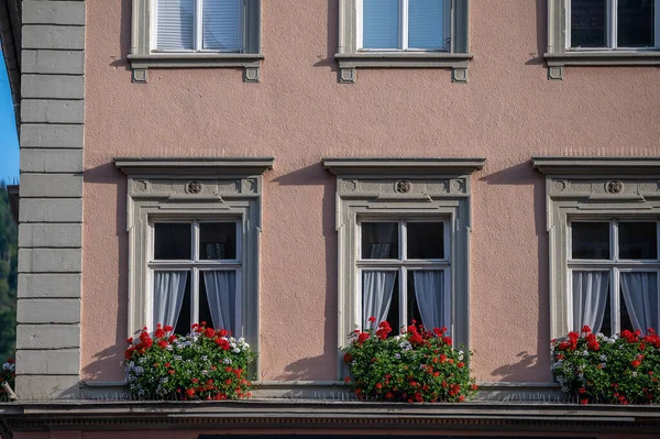 Wooden Windows Flowers Heidelberg — Stock Photo, Image