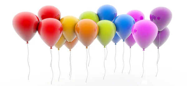 Ilustracja Kolorowych Balonów Przed Białym Tłem — Zdjęcie stockowe