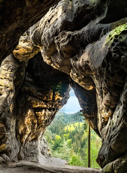 Uma Formação Rochosa Arco Natural Região Suíça Boêmia Checo — Fotografia de Stock