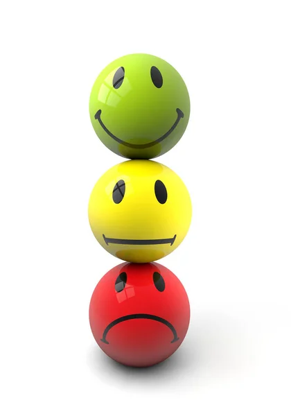 Render Smiley Face Straight Face Sad Face White Background — Stock Photo, Image