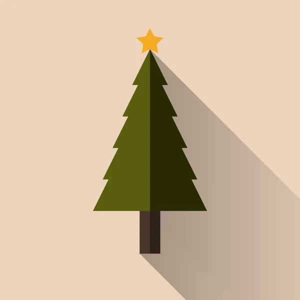 クリーム色の背景の前に金色の星のついたクリスマスツリーのイラスト — ストック写真