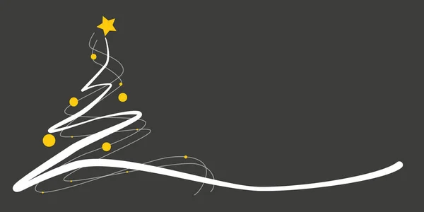Illustration Eines Minimalistischen Weihnachtsbaums Mit Goldenen Ornamenten Auf Grauem Hintergrund — Stockfoto