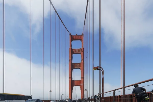 Detailní Záběr Golden Gate Bridge Presidio Usa Během Denní Siluety — Stock fotografie