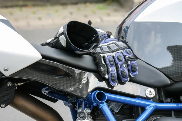 Close Detalhes Motocicletas Azuis — Fotografia de Stock