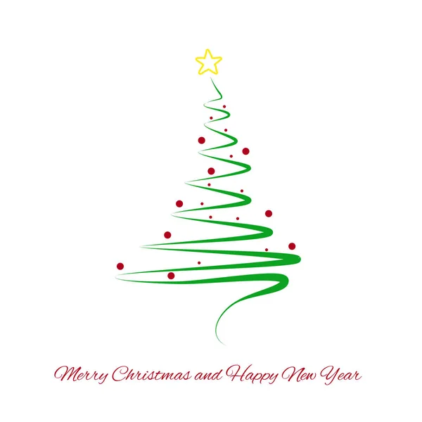 Uma Ilustração Uma Árvore Natal Com Uma Estrela Ornamentos Vermelhos — Fotografia de Stock