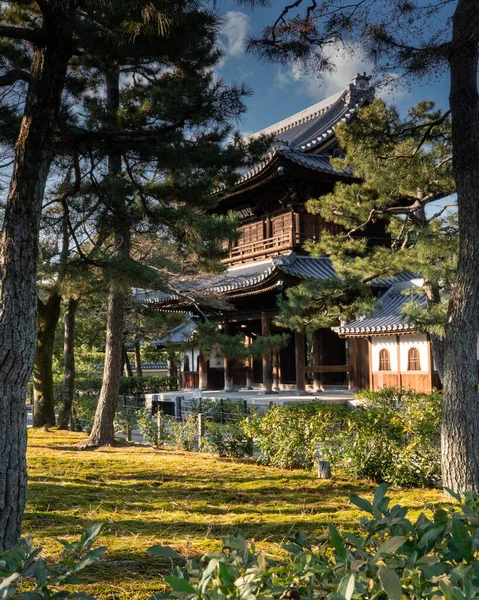 Egy Hagyományos Japán Épület Egy Kiotói Parkon Keresztül Japánban — Stock Fotó