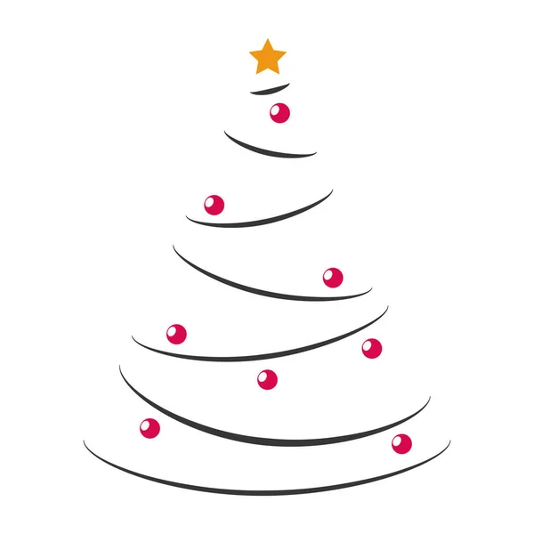 有装饰品的圣诞树的形状和白色背景上的星星的图解 — 图库照片