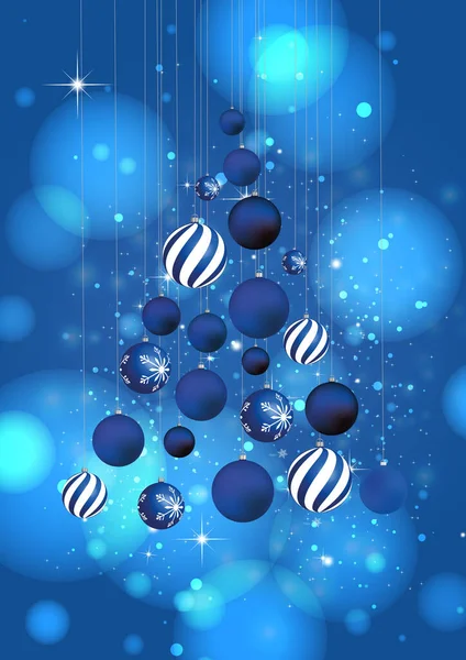 Illustration Verticale Sapin Noël Fait Boules Bleues Avec Des Lumières — Photo