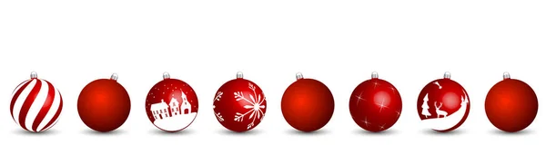 Иллюстрация Красных Рождественских Украшений Различными Отпечатками Белом Фоне — стоковое фото