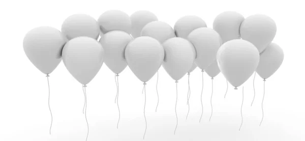 Ein Haufen Weißer Luftballons Auf Weißem Hintergrund — Stockfoto