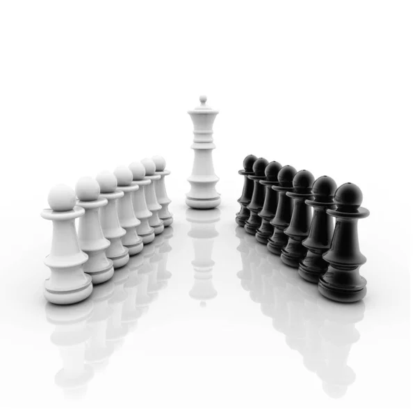 Rendering Black White Chess Pawn Pieces White Queen Figure White — Stock Photo, Image