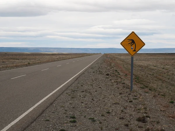 Primer Plano Señalización Ventosa Lado Una Carretera Medio Campo Desierto —  Fotos de Stock