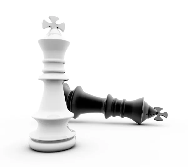 Rendering Illustration Black White Chess King Figures White Background — Stock Photo, Image