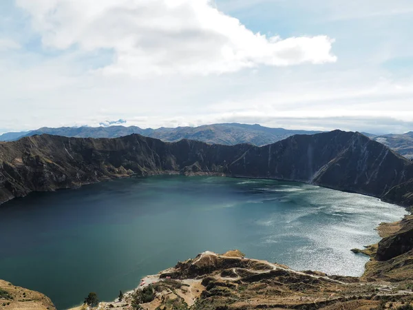 Hög Vinkel Bild Laguna Quilotoa Quinta Ecuador — Stockfoto